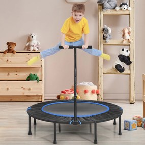 Trampolim Fitness dobrável com cabo ajustável e almofada de segurança para crianças azul e preto 120 cm