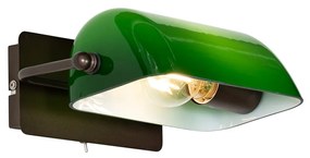 Candeeiro de parede clássico bronze escuro com vidro verde - Banker Clássico / Antigo,Retro