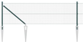Cerca de Arame Soldado com 13 Posts de Estaca Verde 0.8x25 m em Aço