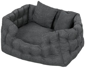 PawHut Cama para Cães Pequenos Cama para Animais de Estimação com 2 Almofadas e Base Antiderrapante 70x50x30 cm Cinza