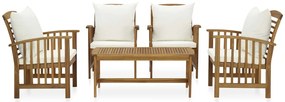 5 pcs conjunto lounge de jardim com almofadões acácia maciça