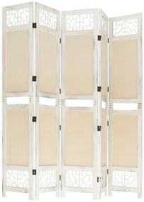 Biombo com 5 painéis 175x165 cm tecido cor creme