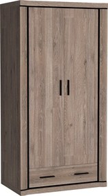 Roupeiro Lorelie 118, Trufa carvalho, 192x97x58cm, 83 kg, Portas de roupeiro: Com dobradiças