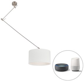 LED Candeeiro suspenso inteligente em aço com abajur branco 35 cm incl. Wifi A60 - Blitz Moderno