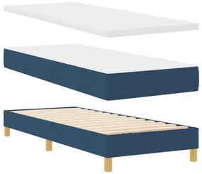 Cama Box Spring com Colchão Azul 80x200 cm Tecido