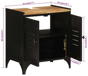 Armário p/ lavatório WC 55x35x60 cm ferro e mangueira maciça