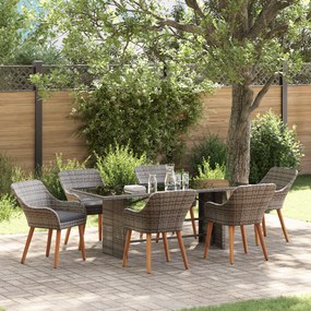 vidaXL Conjunto de Jantar 7 Peças Cinza Rattan Poly
