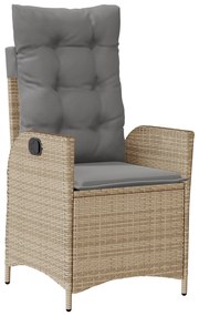 Conjunto de Jantar de Jardim de 7 peças com Almofadas Bege Polirratã