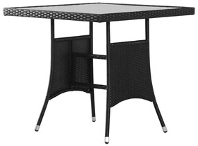 Mesa de jardim em vime PE 80x80x74 cm preto