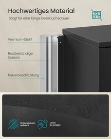 Armário arrumação 40 x 60 x 180 cm versátil em aço com 4 portas e 5 prateleiras Preto mate