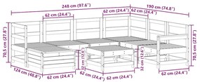8 pcs conjunto sofás de jardim madeira de pinho impregnada
