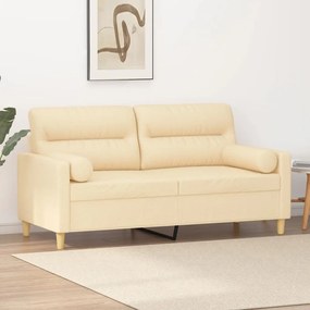 vidaXL Sofá 2 lugares c/ almofadas e almofadões 140cm tecido cor creme