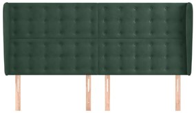 Cabeceira cama c/ abas veludo 183x23x118/128 cm verde-escuro