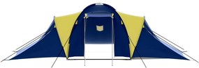 Tenda de campismo 9 pessoas tecido azul e amarelo
