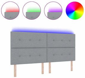 Cabeceira LED Cinza Claro 100 cm em Tecido