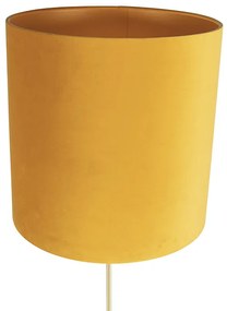 Candeeiro de pé ouro / latão com sombra de veludo amarelo 40/40 cm - Parte Country / Rústico