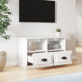 Móvel de TV 80x35x50 cm derivados de madeira branco brilhante