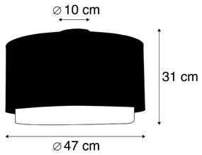 Candeeiro de tecto moderno preto abajur duplo dourado 47cm - COMBI Moderno