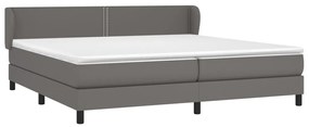 Cama com molas/colchão 200x200 cm couro artificial cinzento