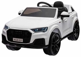 Carro elétrico infantil Audi Q7, 12V módulo de música, banco em pele, pneus de borracha Branco