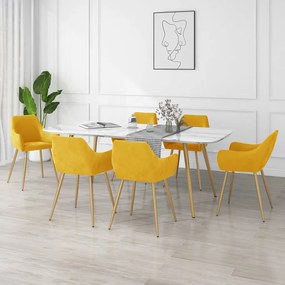 vidaXL Cadeiras de jantar 6 pcs veludo amarelo
