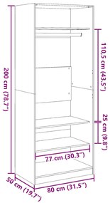 Roupeiro 80x50x200 cm derivados de madeira branco
