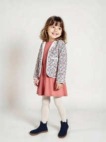 Conjunto com vestido e casaco acolchoado, para menina pau-rosa