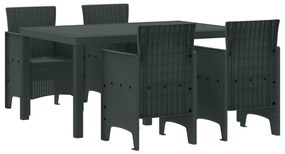 vidaXL Conjunto de Jantar para Jardim 5 pcs Antracite Rattan Polt