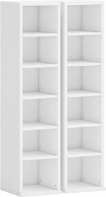 HOMCOM Lote de 2 Estantes Coluna Armário de Arrumação CD DVD 12 Compartimentos 21x22,5x88,5 cm Capacidade 204 CDs Branco | Aosom Portugal