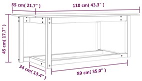 Mesa de centro 110x55x45 cm madeira de pinho maciça branco