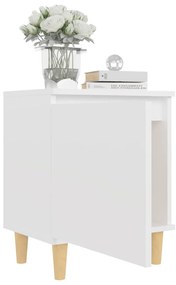 Mesa de cabeceira c/ pernas em madeira maciça 40x30x50cm branco