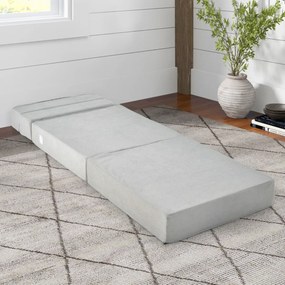 Sofá-cama dobrável 3 em 1 Colchão de espuma de densidade 3 em 1 Cobertura amovível e lavável Cama de hóspedes portátil 190 x 71 x 15 cm Cinzento