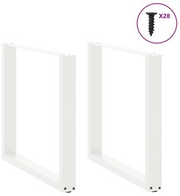 Pés de mesa de jantar em forma de U, 2 peças, branco, 80x (72-73) cm,