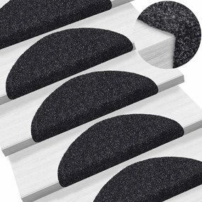 Tapetes de escada adesivos 30 pcs 56x17x3 cm preto