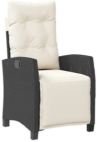 Conjunto de Jantar de Jardim com 5 Peças em Preto, Rattan e Poliéster