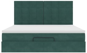 Estrutura de cama otomana com colchão verde escuro veludo