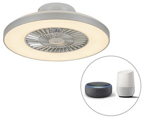 LED Ventilador de teto inteligente prateado com efeito de estrela regulável - Climo Moderno