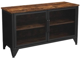 Aparelho de apoio para televisão com portas de malha | VASAGLE | 100 x 35 x 55,5 cm | castanho rústico, preto | LSC051B01.