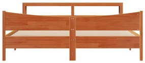 Estrutura cama c/ cabeceira 200x200cm pinho maciço castanho-mel