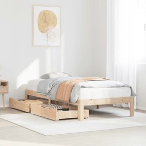 vidaXL Estrutura de cama com gavetas 75x190 cm madeira de pinho maciça