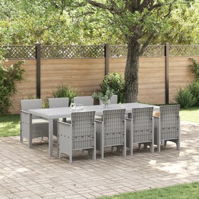 vidaXL Conjunto de Jantar de 9 Peças com Almofadas Rattan Poliéster Branco