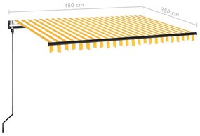 Toldo retrátil automático 450x350 cm amarelo e branco