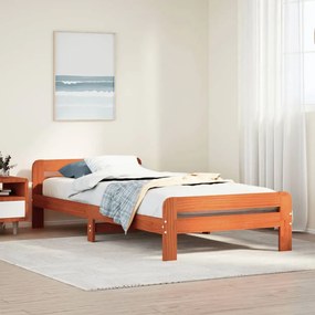 vidaXL Cama sem colchão 100x200 cm pinho maciço castanho-mel