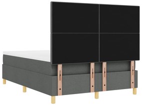 Cama com Box Spring com Colchão &amp; LED Cinza Escuro 160x200 cm Tecido
