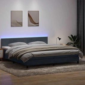 vidaXL Cama box spring c/ colchão e LED 200x210 cm veludo cinzento-escuro