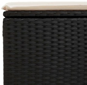 7 pcs conjunto de sofás p/ jardim c/ almofadões vime PE preto