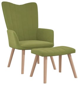 327669 vidaXL Cadeira de descanso com banco veludo verde-claro