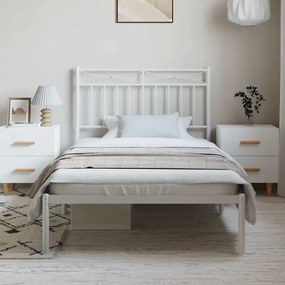Estrutura de cama com cabeceira 100x190 cm metal branco