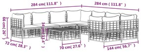 9 pcs conjunto lounge de jardim c/ almofadões vime PE antracite