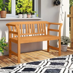 Banco jardim exterior em madeira de acácia para 2 pessoas com encosto e braços rayados, capacidade para 360 kg, para alpendre, pátio, relvado ou pisci